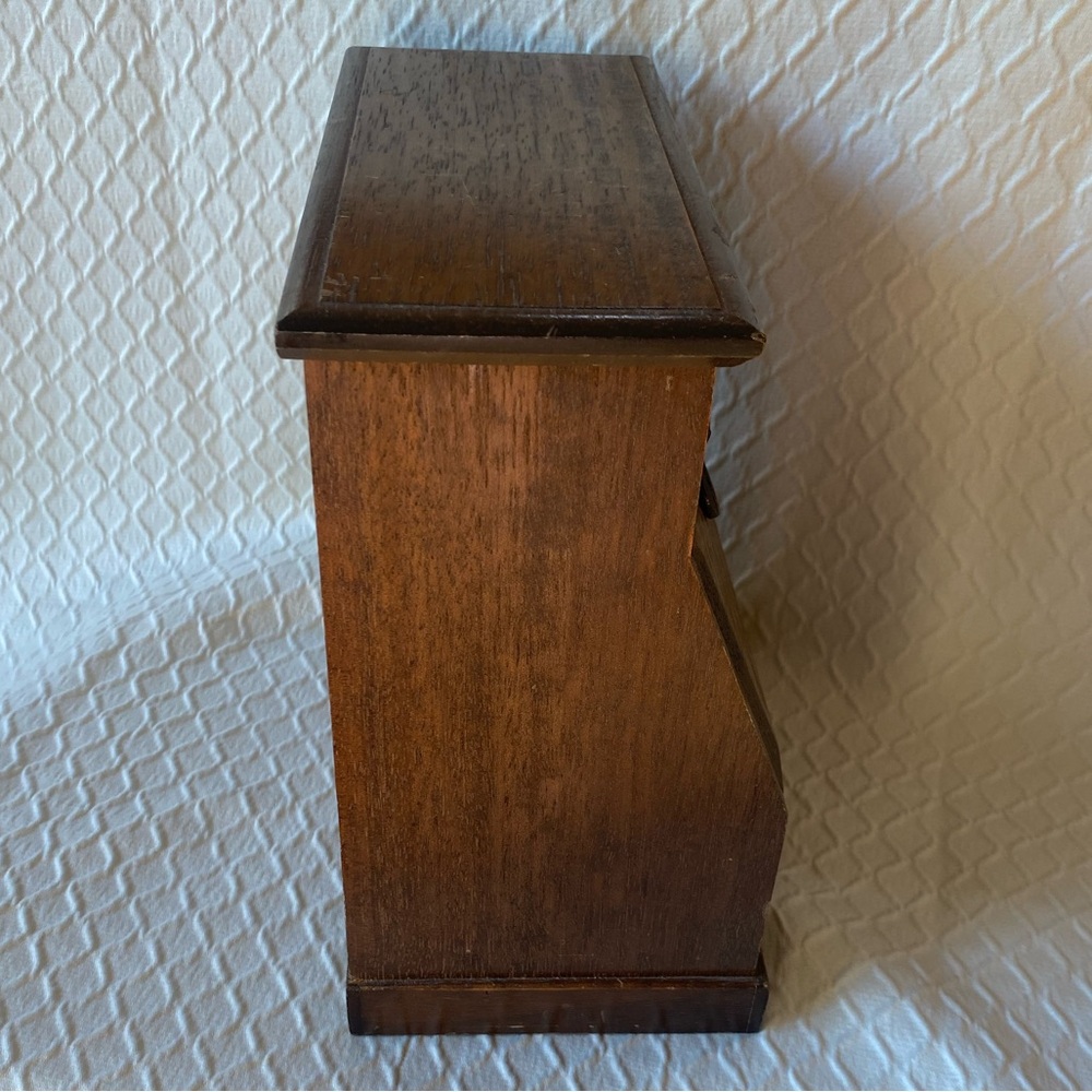 Vintage Wooden Trinket Box with Drop-Front Drawer - Brown. Vintage Music Box. - Picture 5 of 10